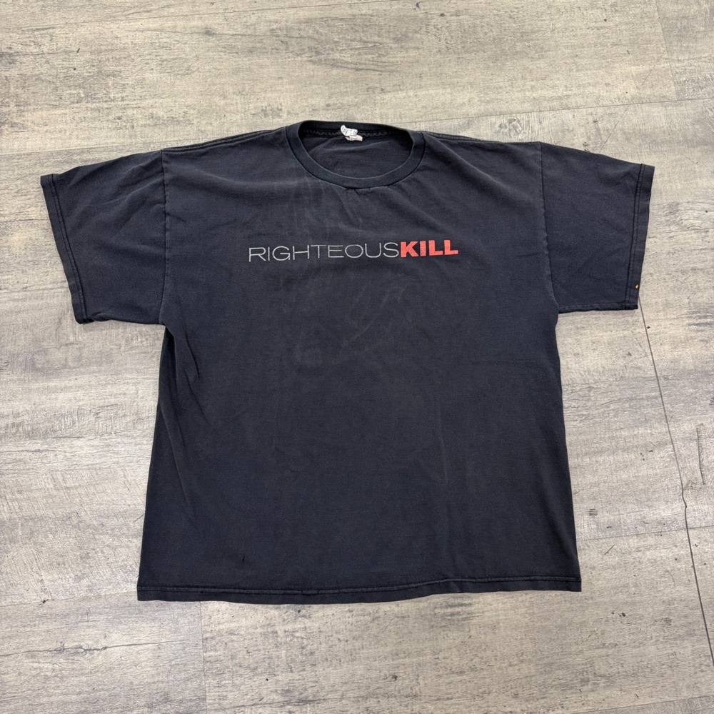 Righteous Kill T Shirt Mens Large Black Movie Promo Graphic Tee Al Pacino Robert